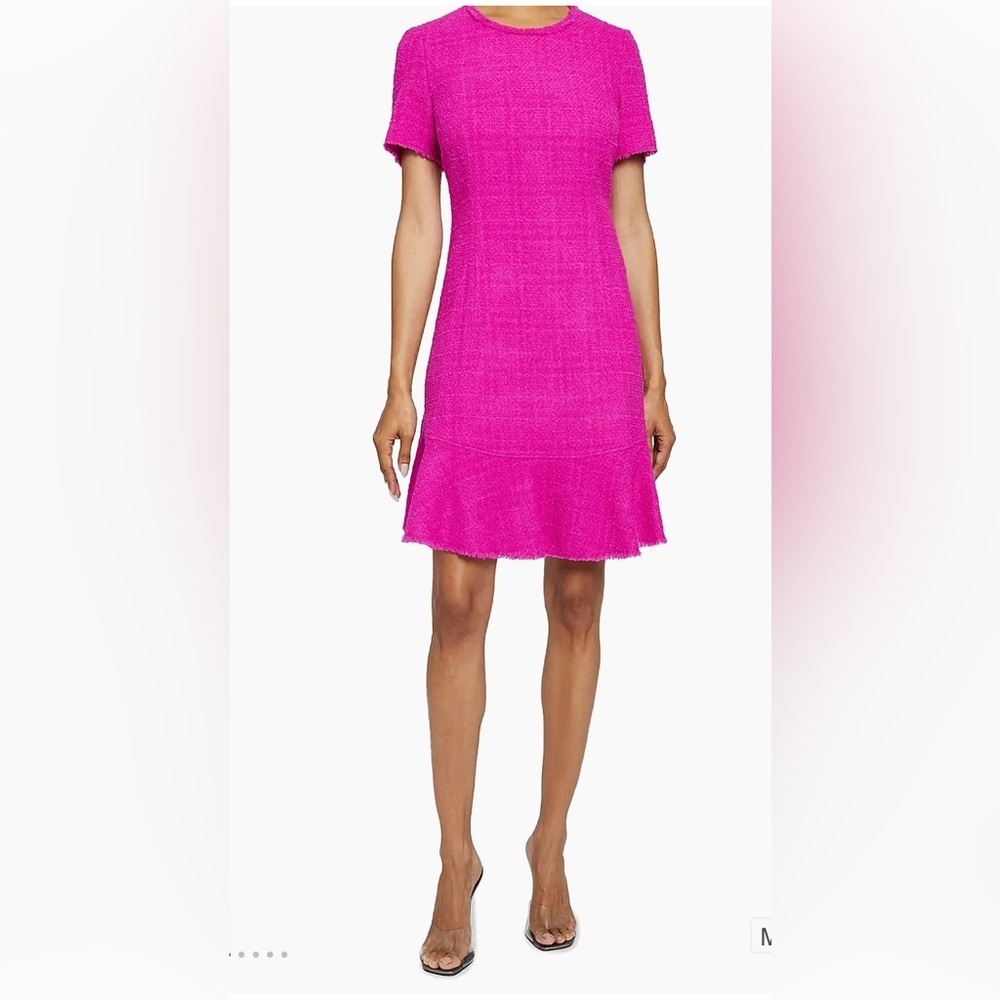Santorelli Magenta Pink Tweed Boucle A-Line Dress Size 10 NWT Quiet Luxury